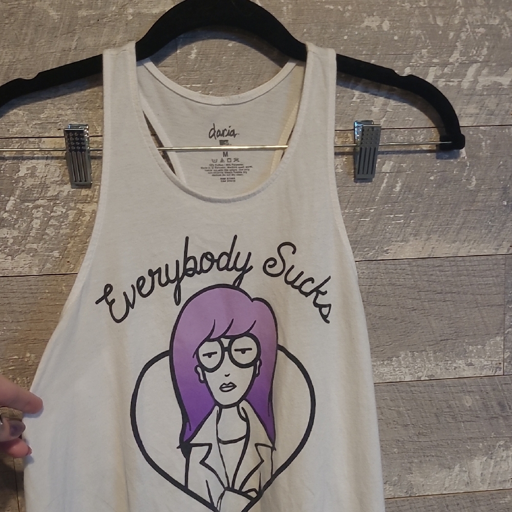 MTV White Tank Top with Purple Graphic